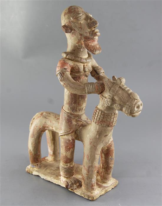 A Jenne Inner Niger Delta terracotta horse with rider, 41cm (some repairs)